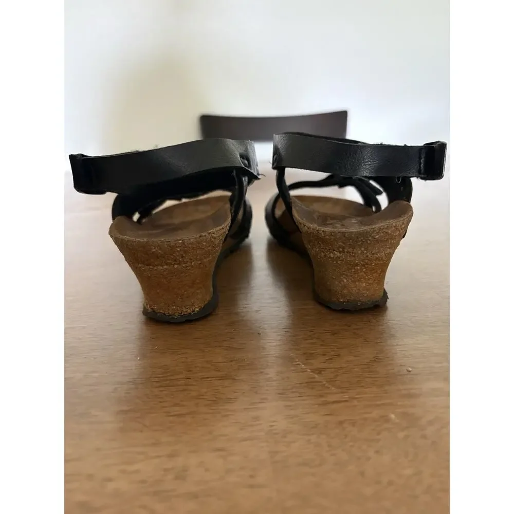 Birkenstock Black Leather Wedge Sandals‎